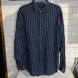 Banana Republic Men's Size XXL Dusty Blue, White, Navy Stripe Button Down Shirt